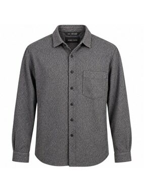 Wings + Horns Men's M Gray Black Textured Flannel Button Up Shirt Made Canada